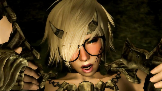 Рогатая блондиночка обслужила монстра по всем правилам