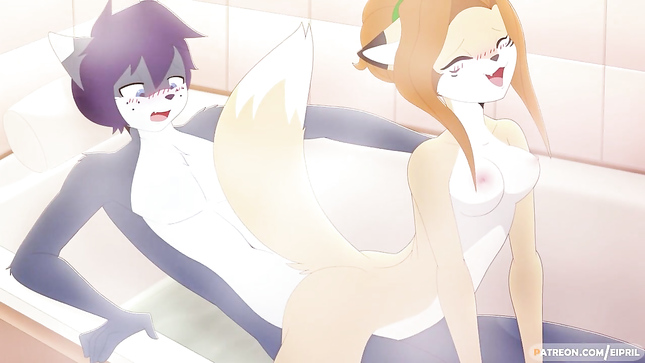 Фурри секс аниме в ванне