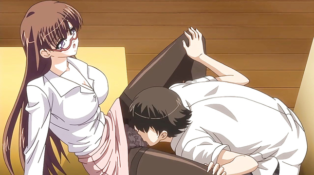 Трахнул коллегу в строгом наряде училки